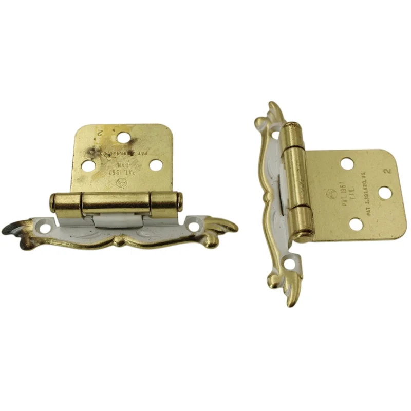 Pair Amerock Provincial Machine Ivory Gold Variable Overlay Hinges BP7729-MW