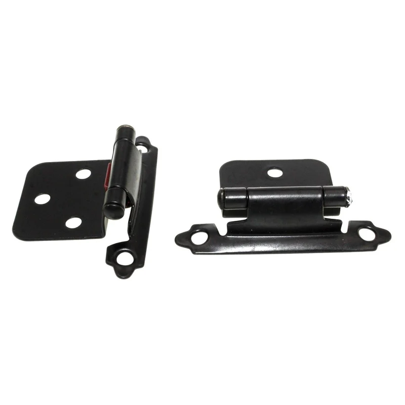 Pair Black Variable Overlay Face Mount Flush Cabinet Hinges