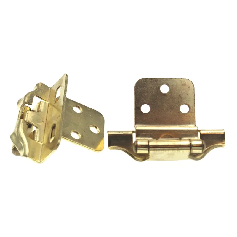 Pair Hickory Hardware Polished Brass 3/8" Inset Hinges 1/4" Overlay P61030F-3