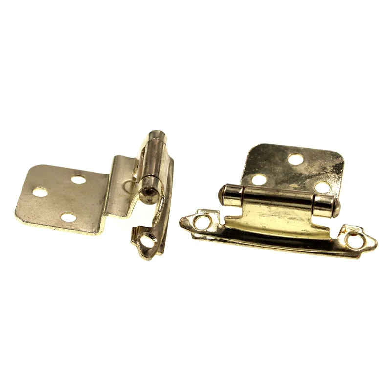 Pair Hickory Hardware Polished Brass 3/8" Inset Self-Closing Hinges P143-3