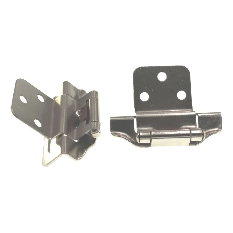 Pair Hickory Hardware Satin Nickel 3/8" Inset Hinges 1/4" Overlay P61030F-SN