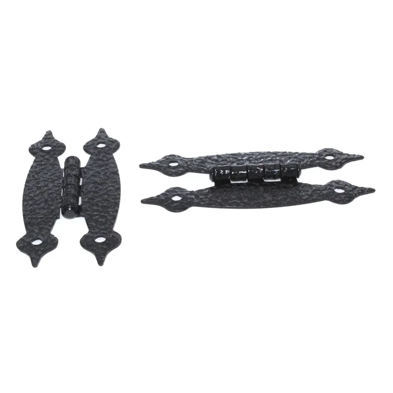 Pair Laurey Surface Mount Colonial Black Hammered Flush "H" Cabinet Hinges 21114