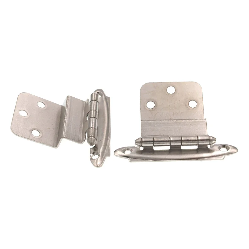 Pair of 3/8" Inset Hinges 1/2" Lip Overlay Face Mount Satin Nickel 15T-SN
