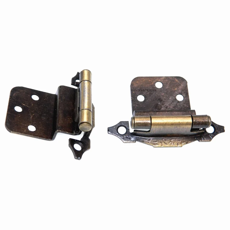 Pair of Amerock Antique English 3/8" Inset Hinges Self-Closing BP7338-AE
