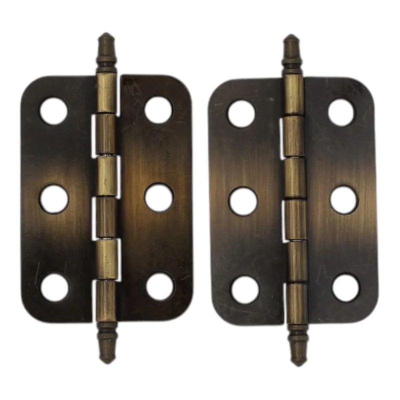 Pair of Amerock Antique English Brass 2" Joint Butt Hinges BP2355-AE-RD
