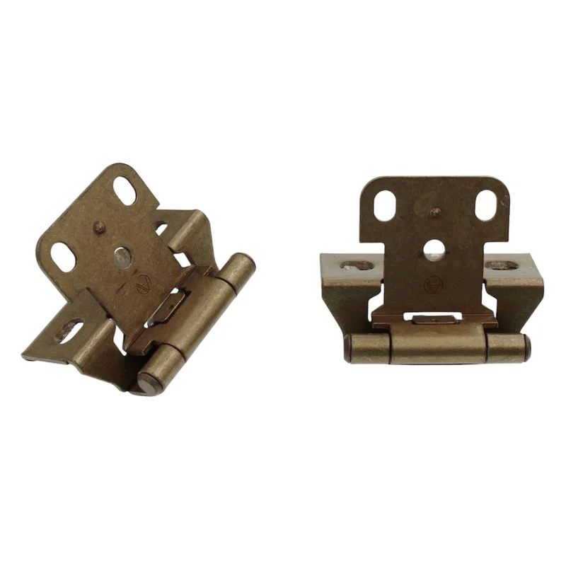 Pair of Amerock Burnished Brass Full Wrap 1/4" Overlay Cabinet Hinges D7526-BB