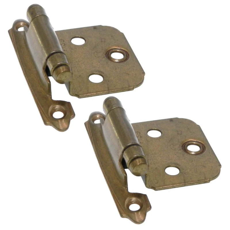 Pair of Amerock Burnished Brass Self-Closing Overlay Cabinet Hinges BP7139-BB