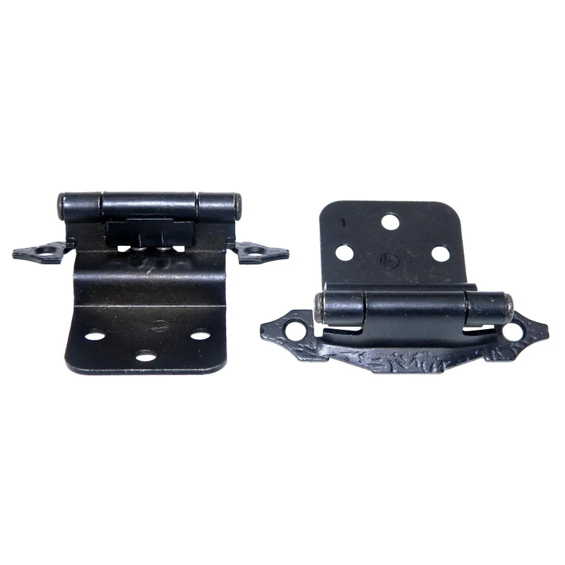 Pair of Amerock Colonial Black 3/8" Inset Hinges Self-Closing BP7338-CB
