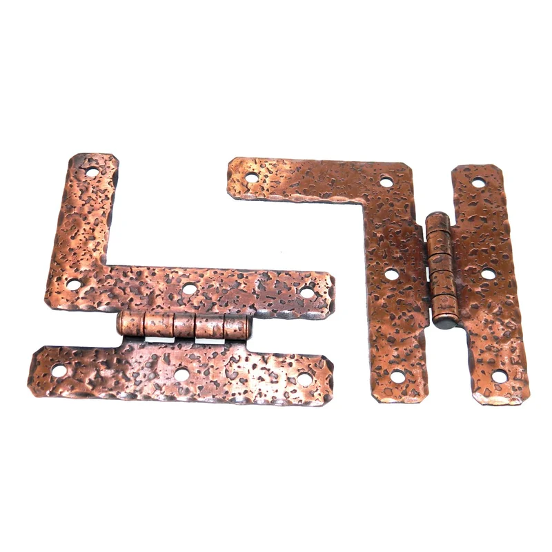 Pair of Amerock Hammered Antique Copper Flush "HL" Hinges A1654-AC