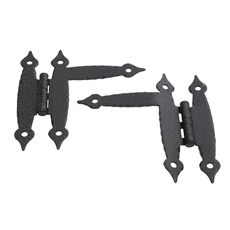 Pair of Amerock Hammered, Spade Tip Colonial Black Flush "HL" Hinges BP1618-CB