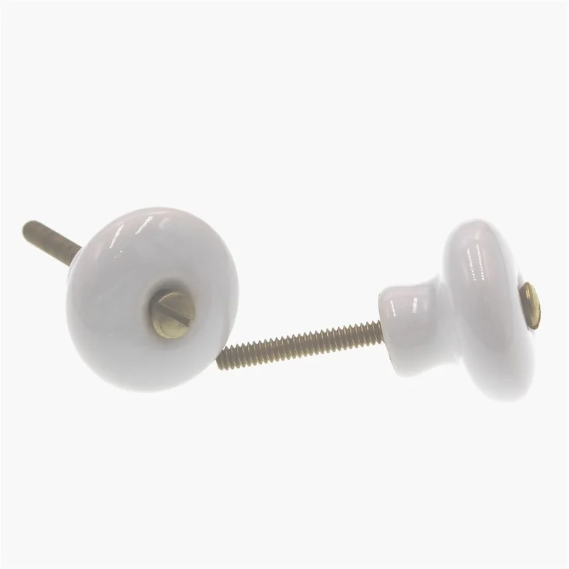 Pair of Amerock Hardware BP706-30 White 1" Cabinet Knob Pulls Brass Screws