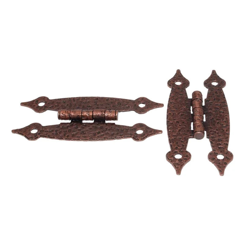 Pair of Hickory Antique Copper Colonial Cabinet "H" Surface Mount Hinges P106-AC