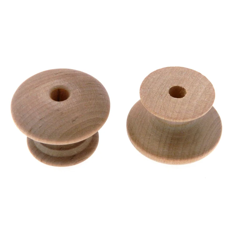 Pair of Hickory Hardware Natural Woodcraft 1 5/8" Unfinished Wood Cabinet Knobs P190-UW
