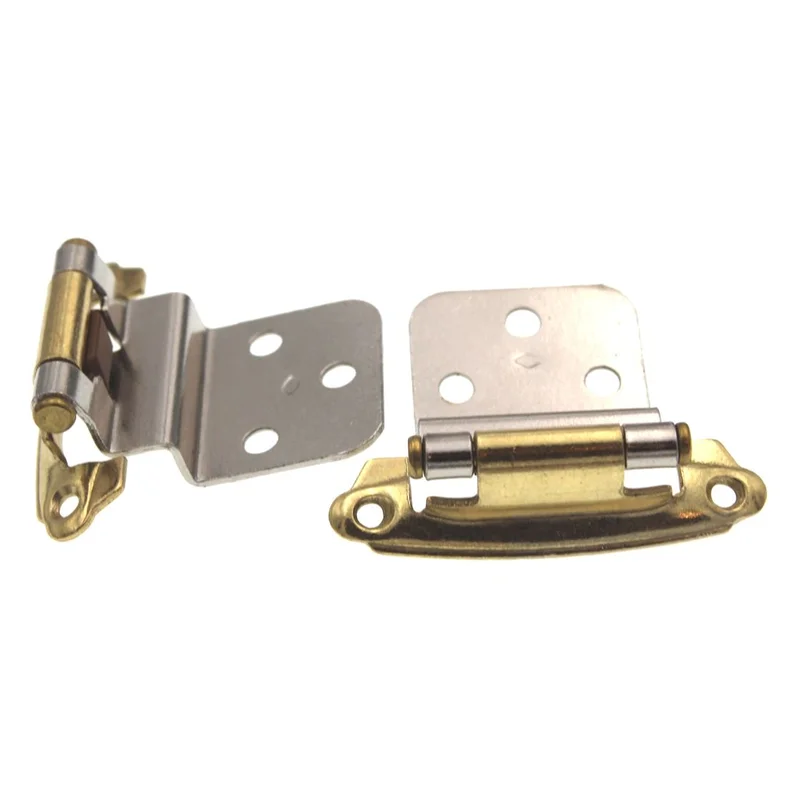 Pair of Hickory Hardware P143-PBCH Chrome & Polished Brass 3/8" Inset Hinges