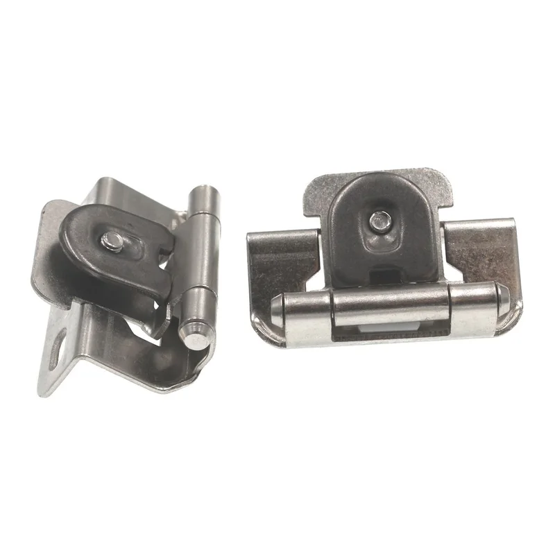Pair of Single Demountable 1/2" Overlay Cabinet Hinges Satin Nickel BPR8719G10