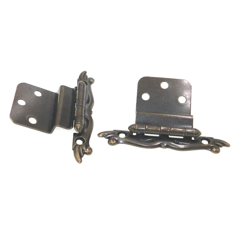 Pair Vintage Provincial Amerock Machine Antique English 3/8" Inset Hinge Non Self-Closing BP7738-ME