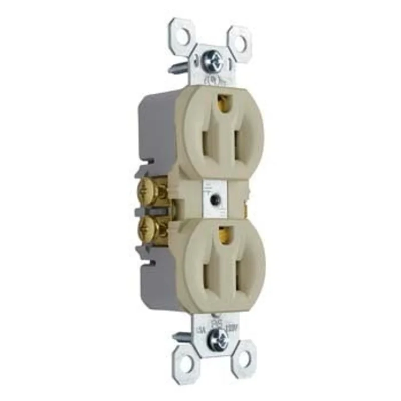 Pass & Seymour 15A/125V Trademaster Duplex Receptacle, Ivory Ivory