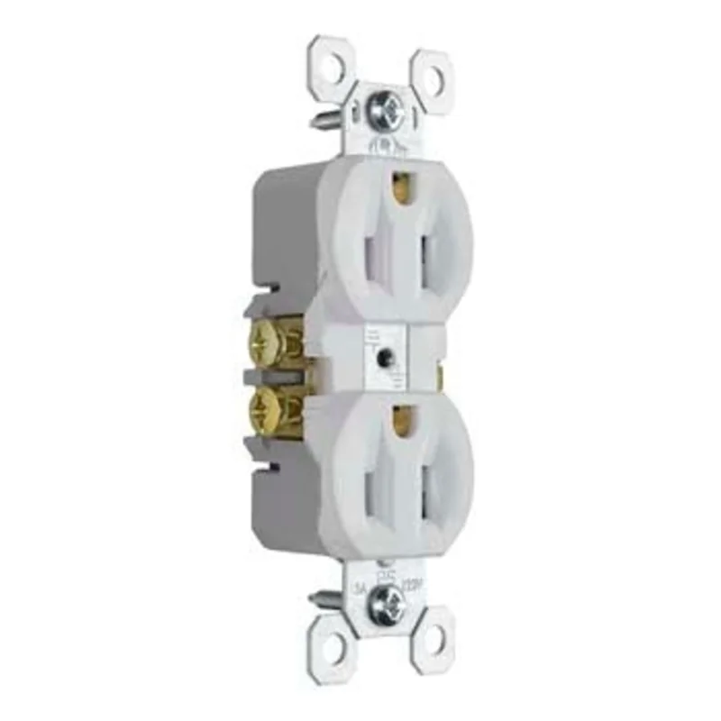 Pass & Seymour Trademaster 15A 125V Duplex Receptacle, White White