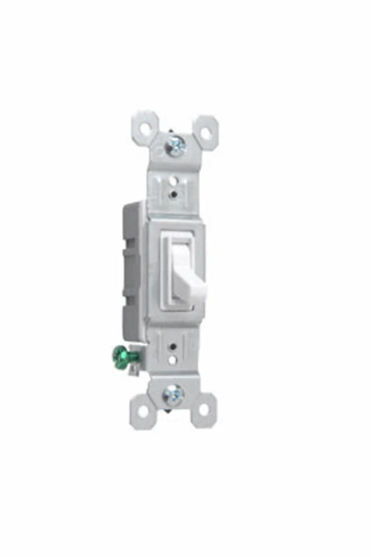 Pass & Seymour Trademaster Grounding Toggle Switch, 15A/120V White White