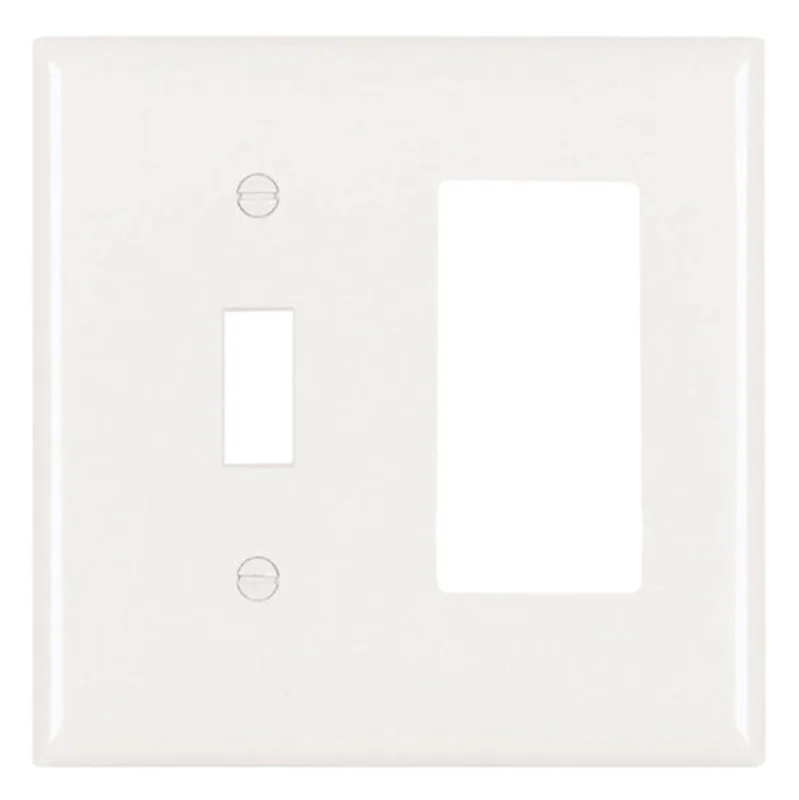 Pass & Seymour Trademaster Plate 2-Gang 1toggle 1 Decorator White