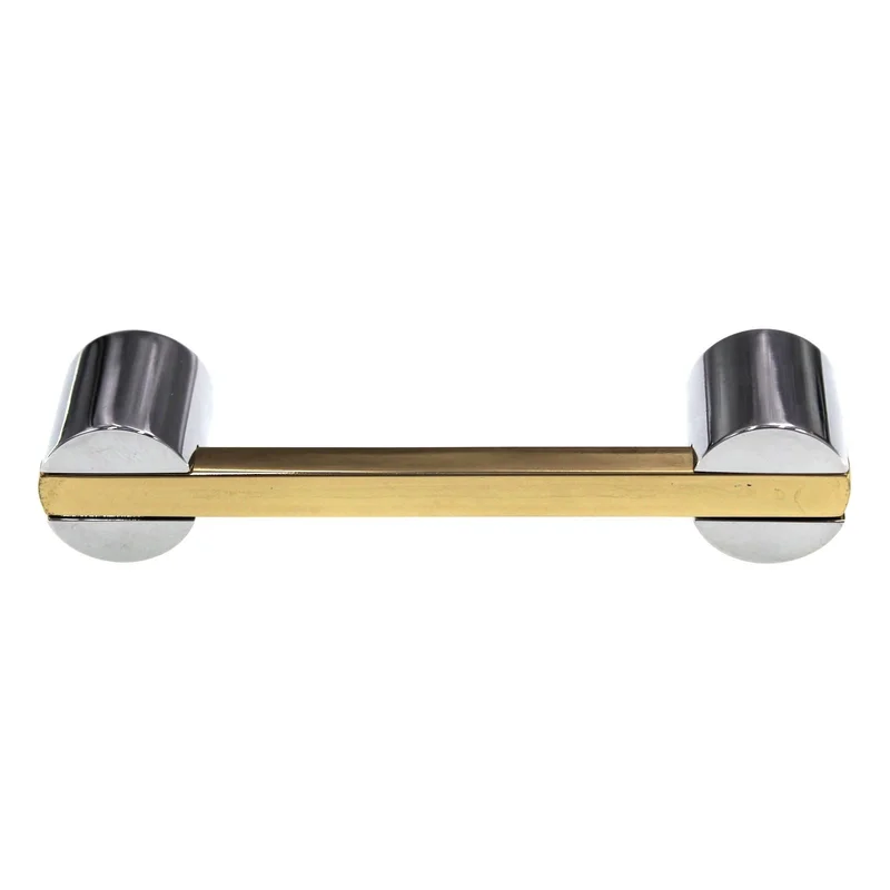 Period Brass Cabinet Pull 3" Ctr Two-Tone Polished Brass Solid Brass C135