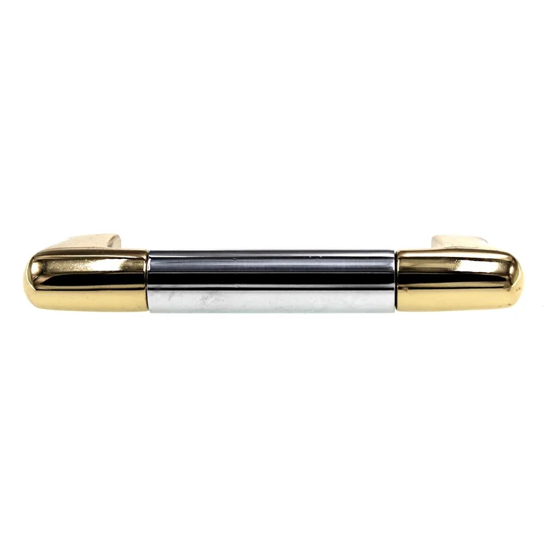 Period Brass Cabinet Pull 3" Ctr Two-Tone Polished Chrome Solid Brass C139