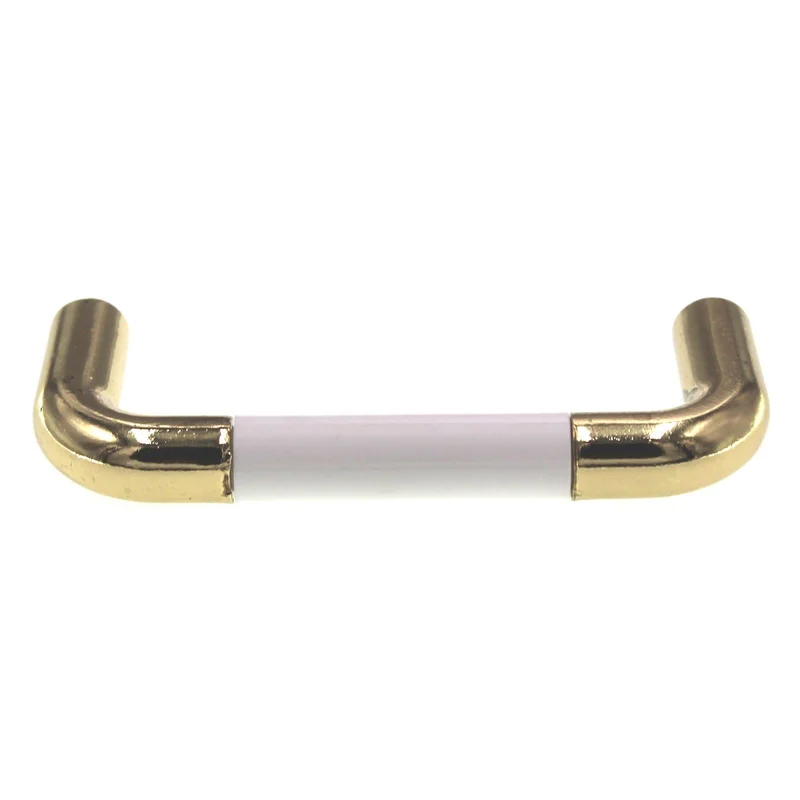 Polished Brass Cabinet Pull White Almond Brown Plastic Insert 3" Ctr 1191-PBK