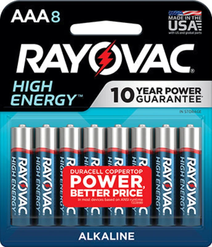 Rayovac AAA HIGH ENERGY Alkaline Batteries 8 Pack