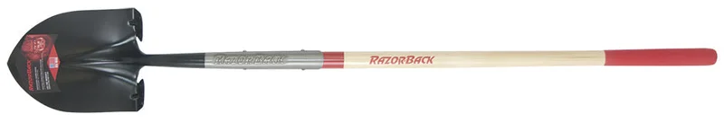 Razor-Back Round Point Shovel, Supersocket And Powerstep , With Wood Handle And Cushion Grip