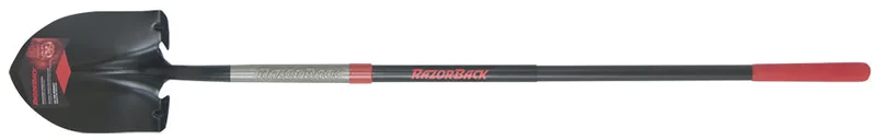 Razor-Back Round Point Shovel, Supersocket And PowerstepP , Fiberglass Handle With Mid-Grip And Cushion Grip