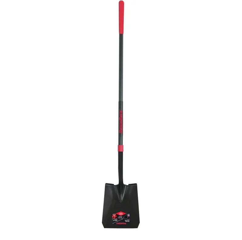 Razor-Back Square Point Shovel with Traditional Socket Fiberglass Handle with Cushion Grip