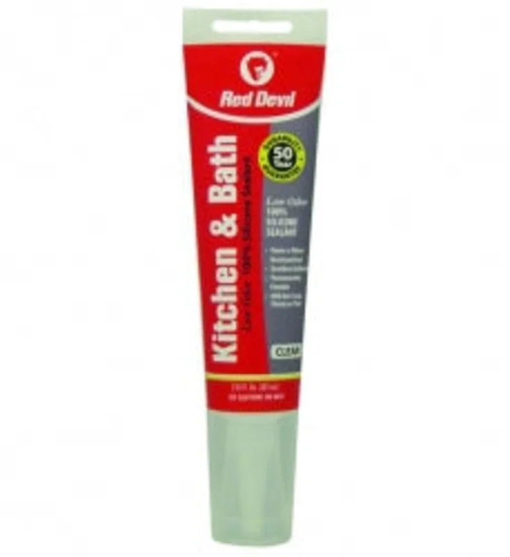 Red Devil Kitchen & Bath Low Odor Silicone Sealant Squeeze Tube (Clear) 2.8 fl. oz. Clear