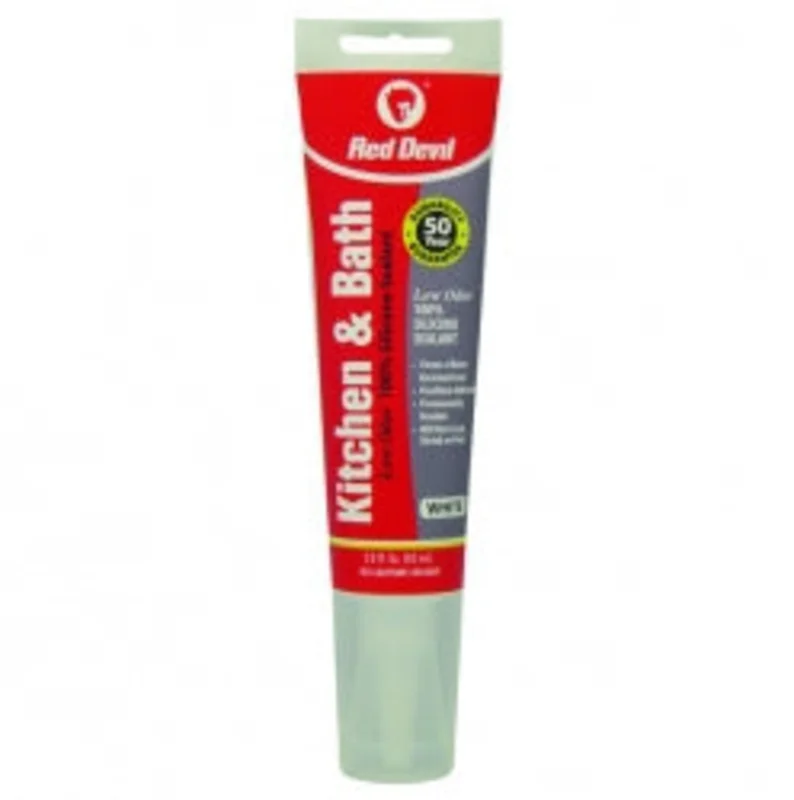 Red Devil Kitchen & Bath Low Odor Silicone Sealant Squeeze Tube (White) 2.8 fl. oz. White