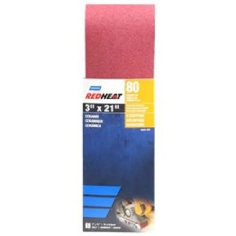 Red Heat Ceramic Sanding Belt, 80-Grit, 3 x 21-In.