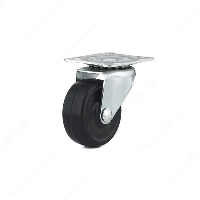 Richelieu Hardware Industrial Black General-Duty Rubber Casters 1-9/16" x 20 kg/44 lbs.