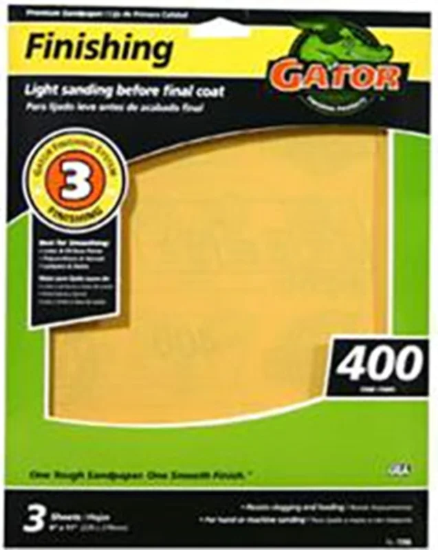 SANDPAPER 9 IN X 11 IN 400 GRIT 3 PK