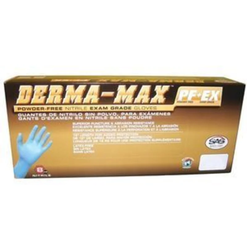 SAS Safety 6609-40 Derma-Max Powder-Free Exam Grade Nitrile Disposable Gloves - 8 Mil - 50PK