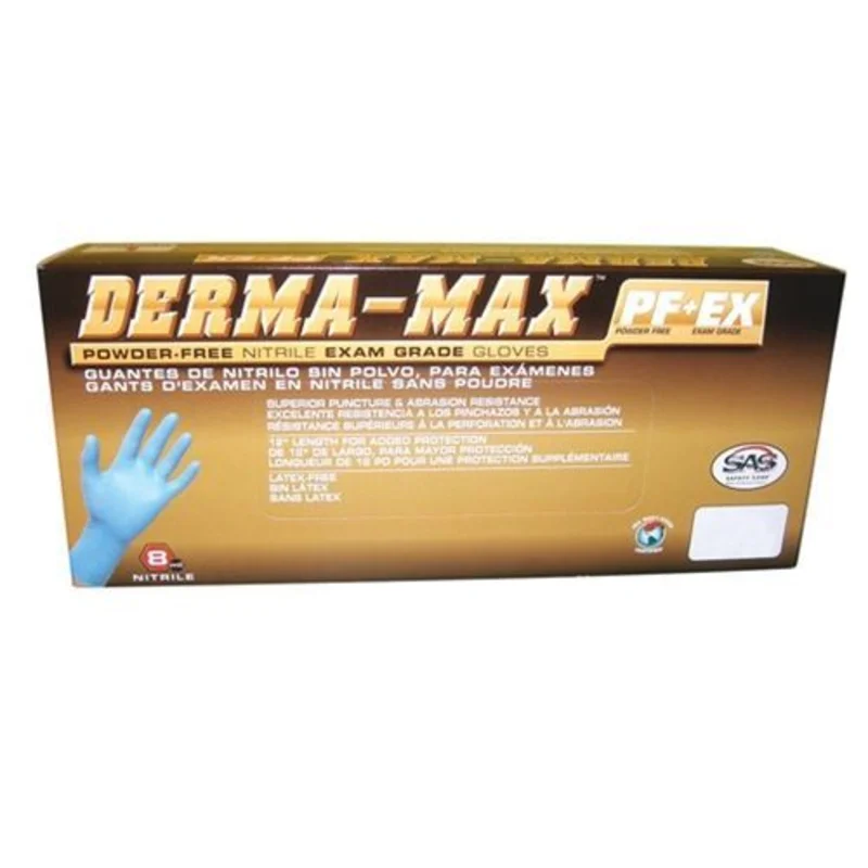 SAS Safety 6610-40 Derma-Max Powder-Free Exam Grade Nitrile Disposable Gloves - 8 Mil - 50PK