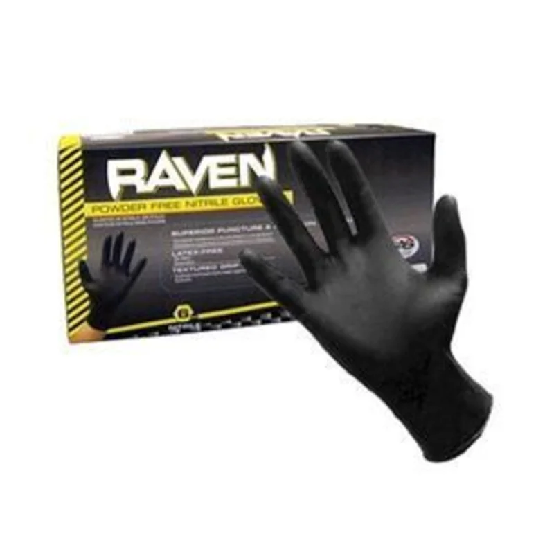 SAS Safety 66517 6 mil. Raven Black Nitrile Disposable Gloves - Medium - (100/Box)