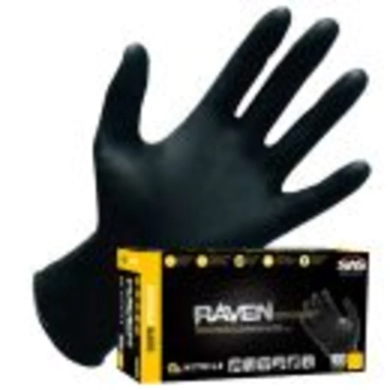 SAS Safety 66520 Disposable Gloves 6 mil. Raven Black Nitrile - XX-Large - (100/bx)
