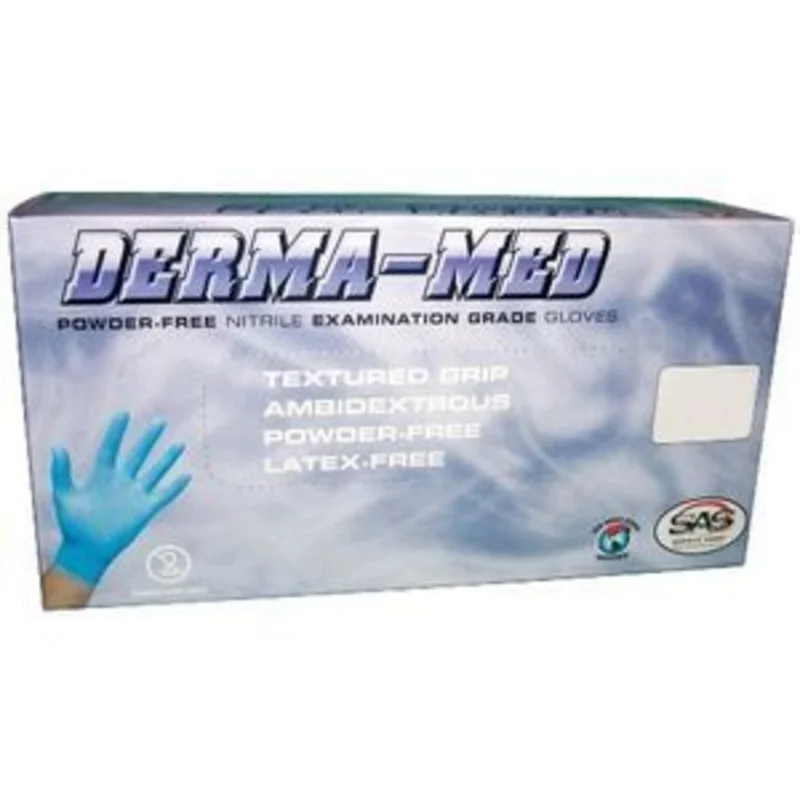SAS Safety 66523 Derma-Med PF Nitrile Exam Grade Gloves - Large - (100/bx)