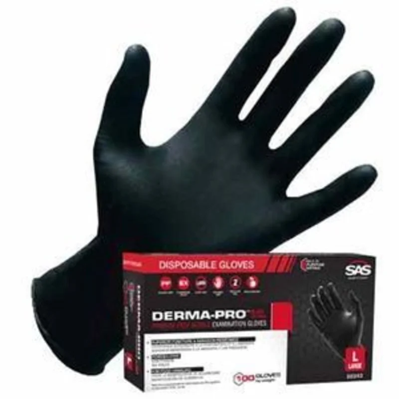 SAS Safety 66544 Derma-Pro Powder-Free Nitrile Gloves-4mm-XLarge (100-pk)