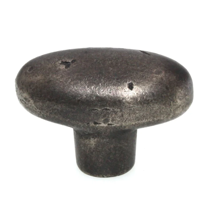 Schaub Mountain 1 3/4" Oval Cast Bronze Cabinet Knob Antique Iron 774-AI