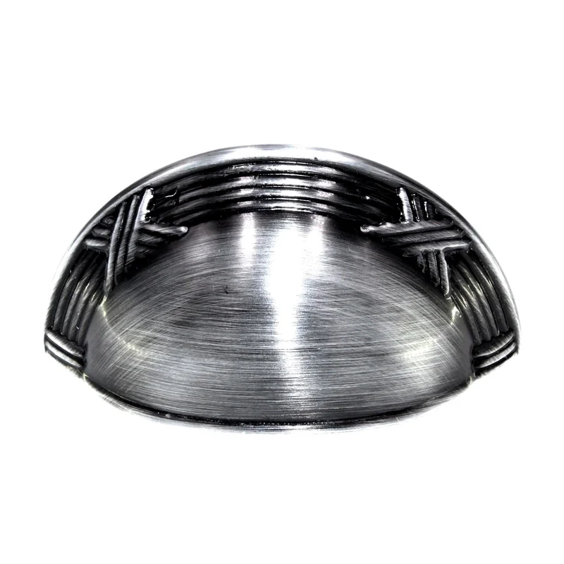 Schaub Versailles Drawer Cup Pull 3" Ctr Ribbon & Reed Antique Pewter 755-15A