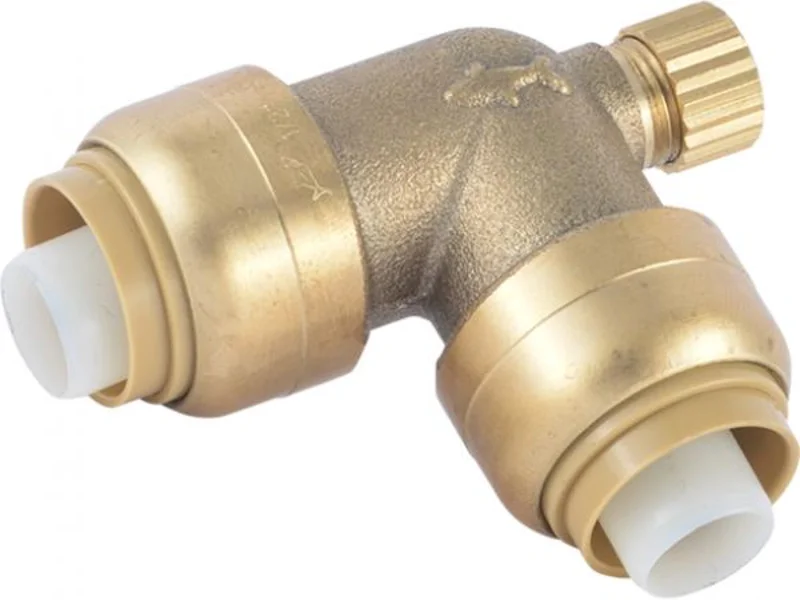 Sharkbite Brass Push 90 Elbow with Drain / Vent 1/2 in. x 1/2 in. x 1/8 in. NPSM