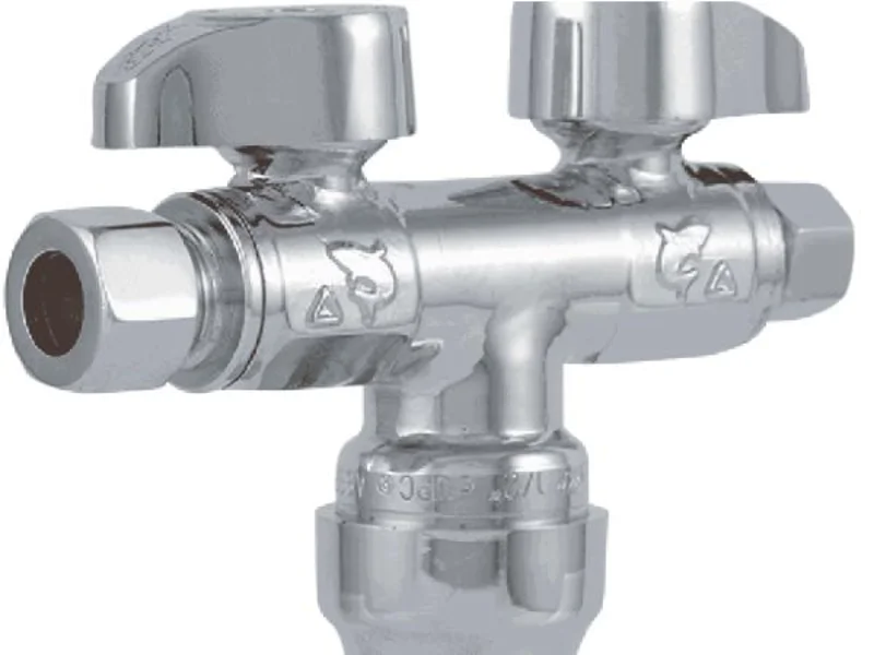 Sharkbite Brass Push Dual Shut-off Valve 1/2 in. x 3/8 in. Compression x 1/4 in. Compression