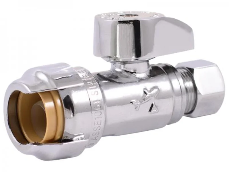 Sharkbite Stainless Steel Stainless Brass Push Straight Stop 1/2 in. x 3/8 in.