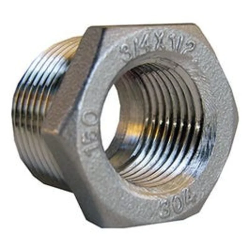 Stainless Steel Reducing Hex Bushing, 3/4 x 1/2-In.