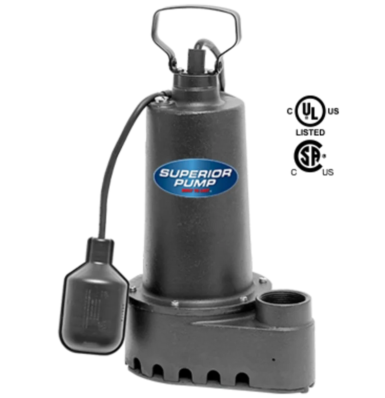 Superior Pump 1/2 HP Cast Iron Sump Pump with Side Discharge Tethered Float