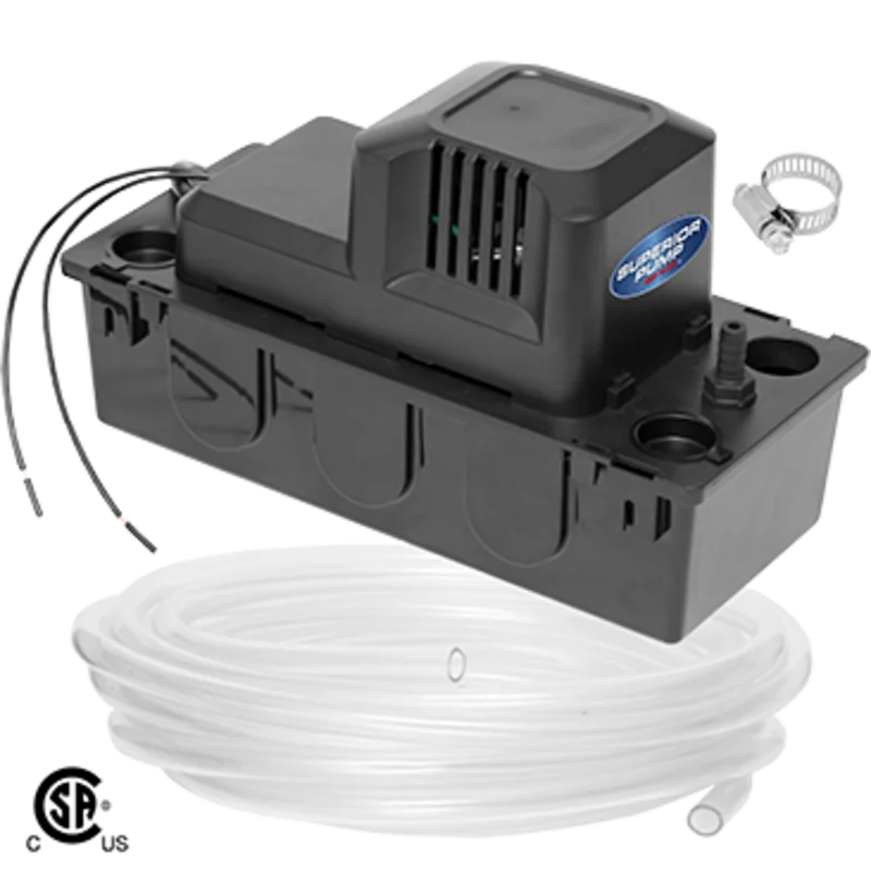 Superior Pump 1/50 HP Condensate Pump with Safety Switch, 20 ft. Tubing, Black